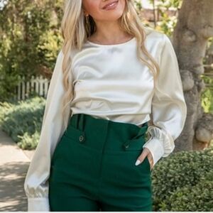 Elegant Long Sleeve Satin Blouse
